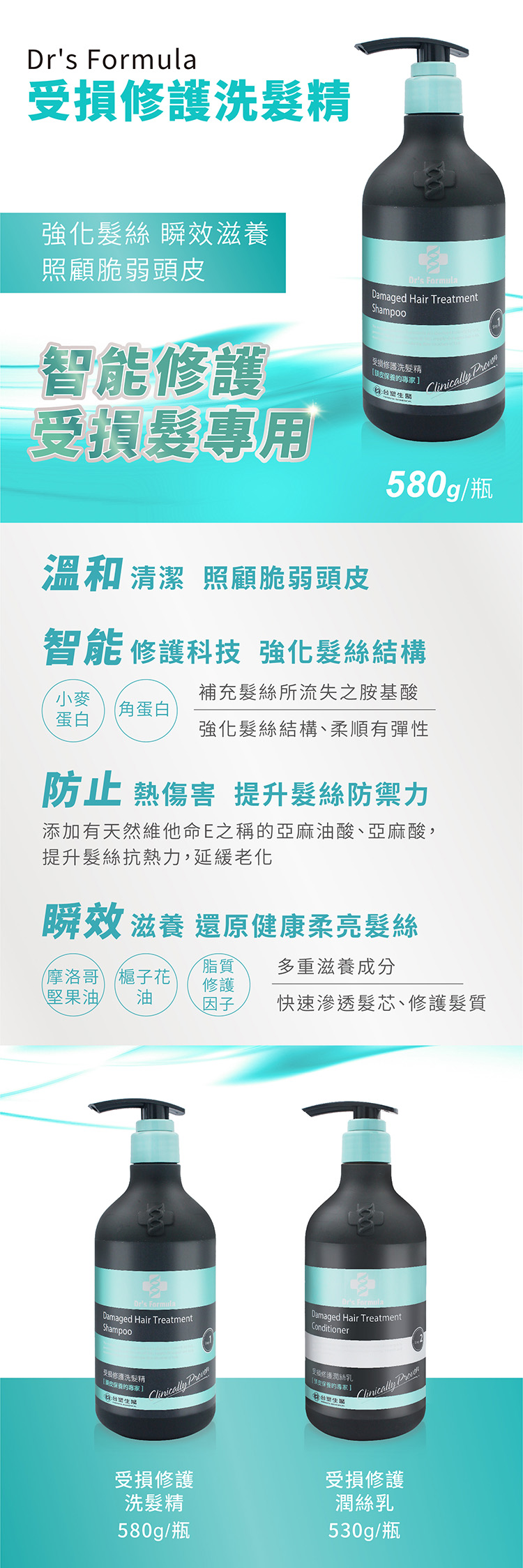 台塑生醫 受損修護洗髮精 (580g) 說明圖