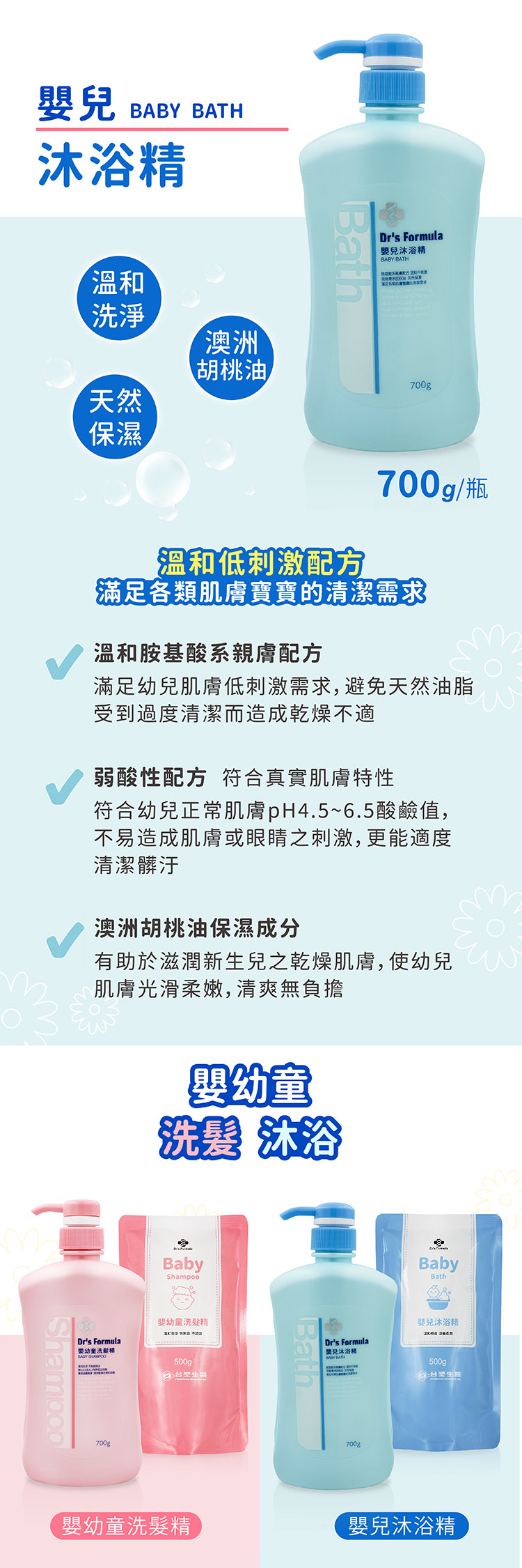 台塑生醫 嬰兒沐浴精 (700g) 說明圖