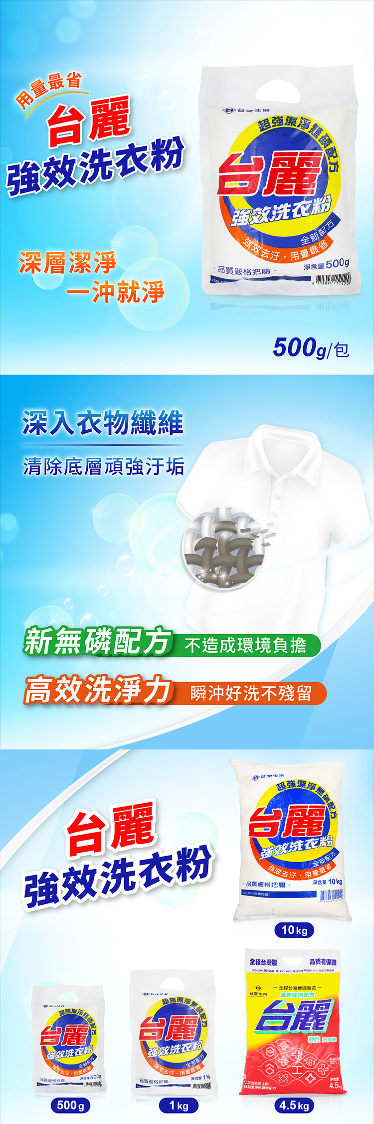 台塑生醫 台麗強效洗衣粉 (500g) (36包入) 說明圖