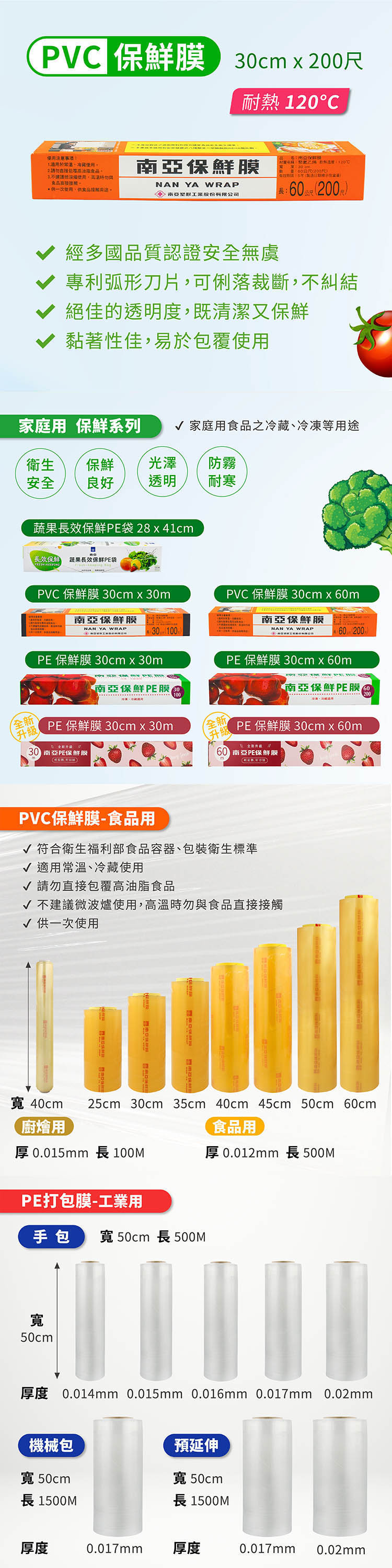 南亞 PVC 保鮮膜 家庭用 (30cm*200尺) 說明圖