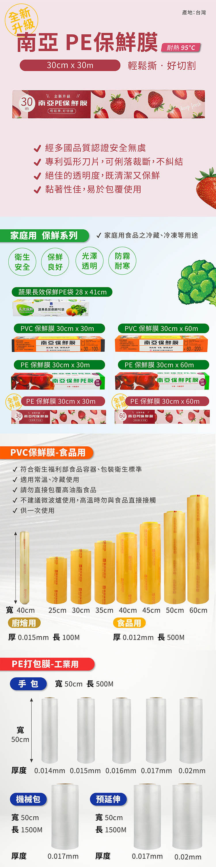 南亞 PE 保鮮膜 家庭用 (30cm*30m) (全新升級) 說明圖
