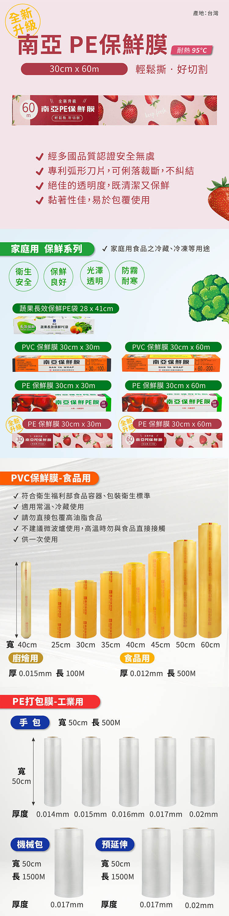 南亞 PE 保鮮膜 家庭用 (30cm*60m) (全新升級) 說明圖
