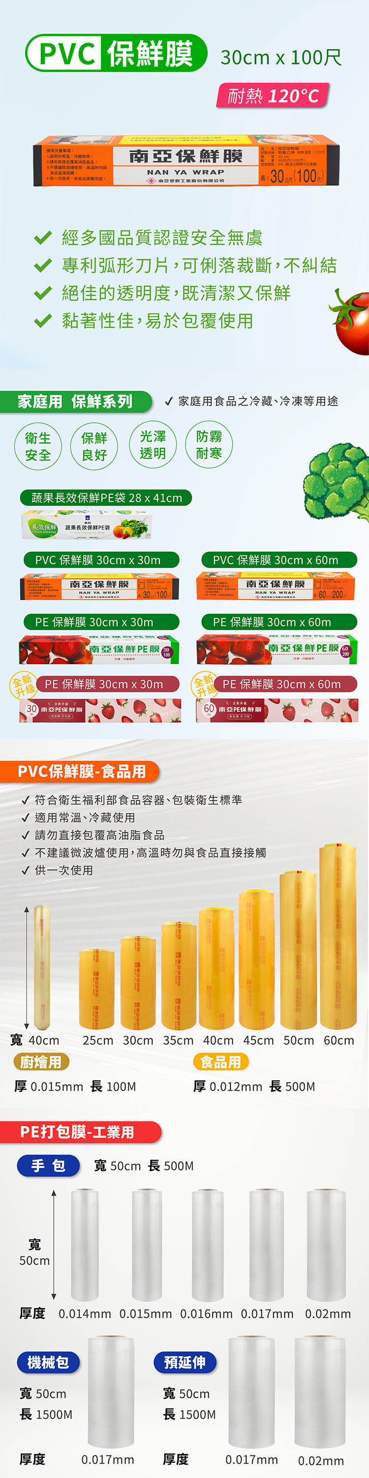 南亞 PVC 保鮮膜 家庭用 (30cm*100尺) 說明圖